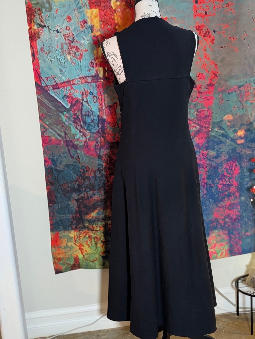 Women's COS ZIP-FRONT V-NECK MIDI DRESS (Black, S) - Picture 3 of 9
